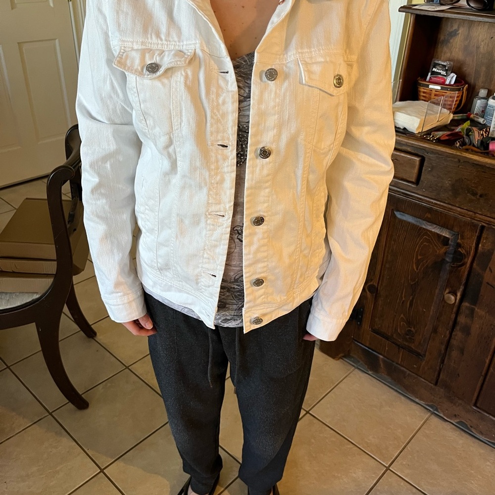 Old Navy White Jean Jacket Classic Denim Style